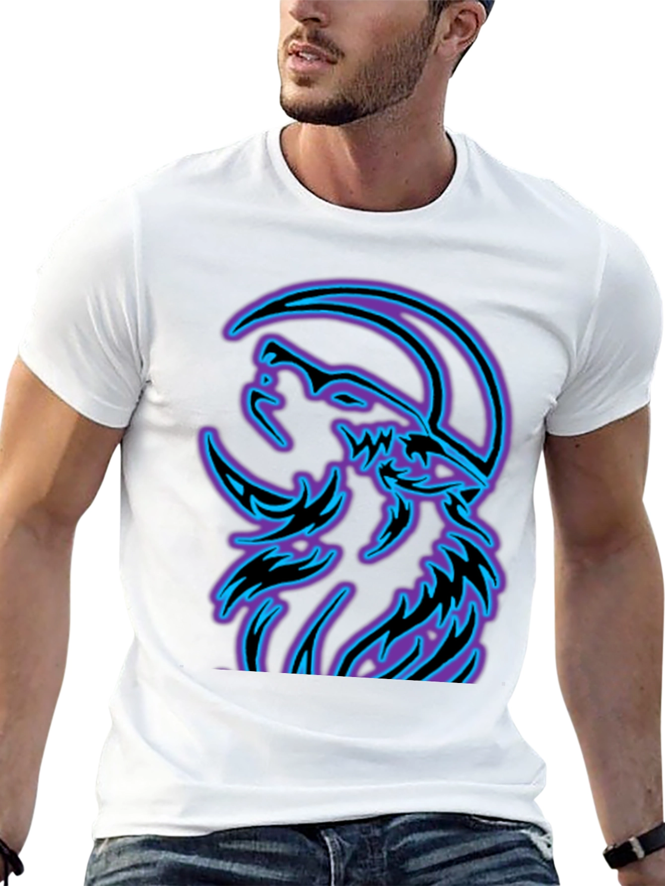 Wolf Moon Graphic Tee - Black Cotton Blend