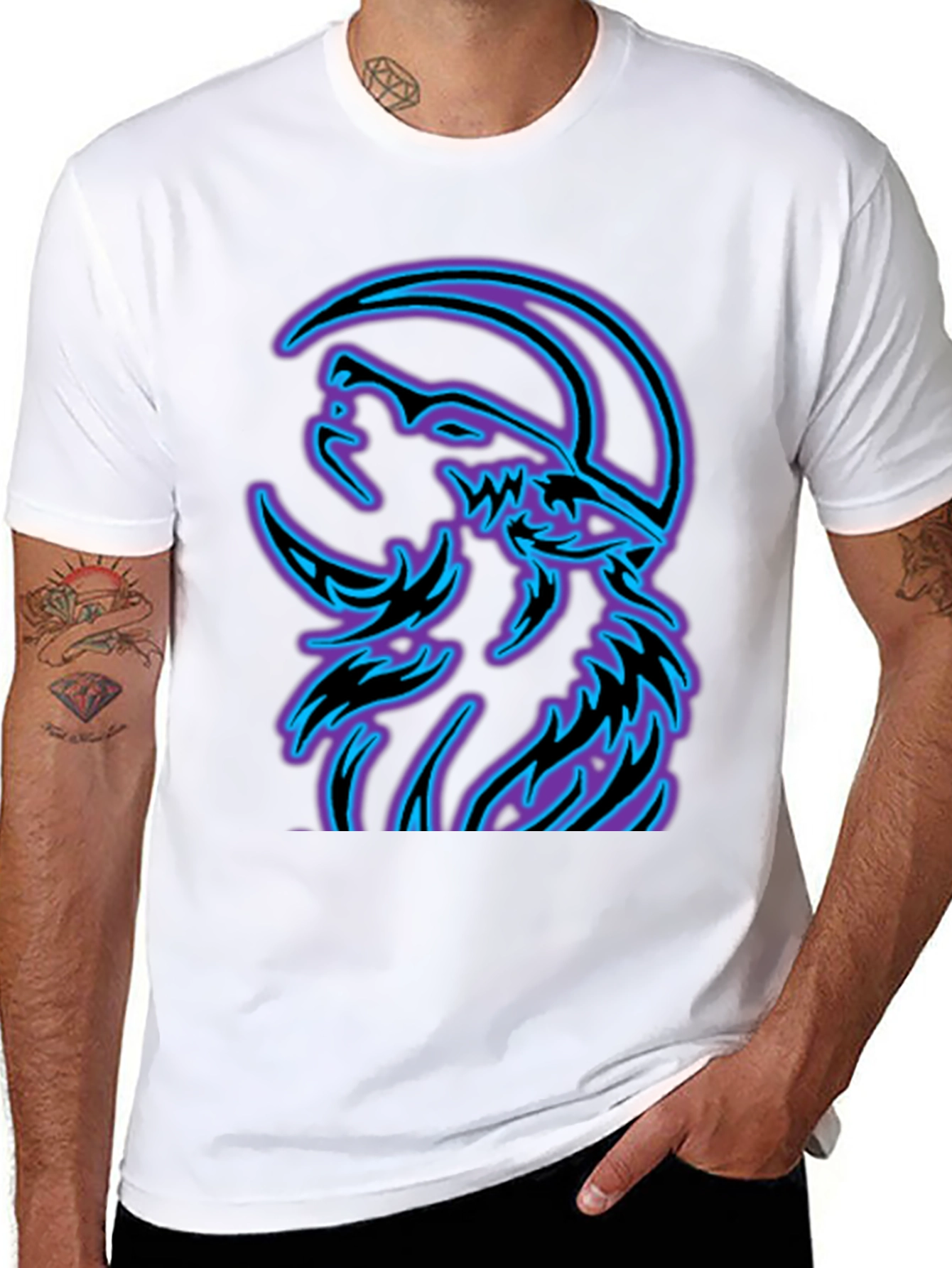 Wolf Moon Graphic Tee - Black Cotton Blend