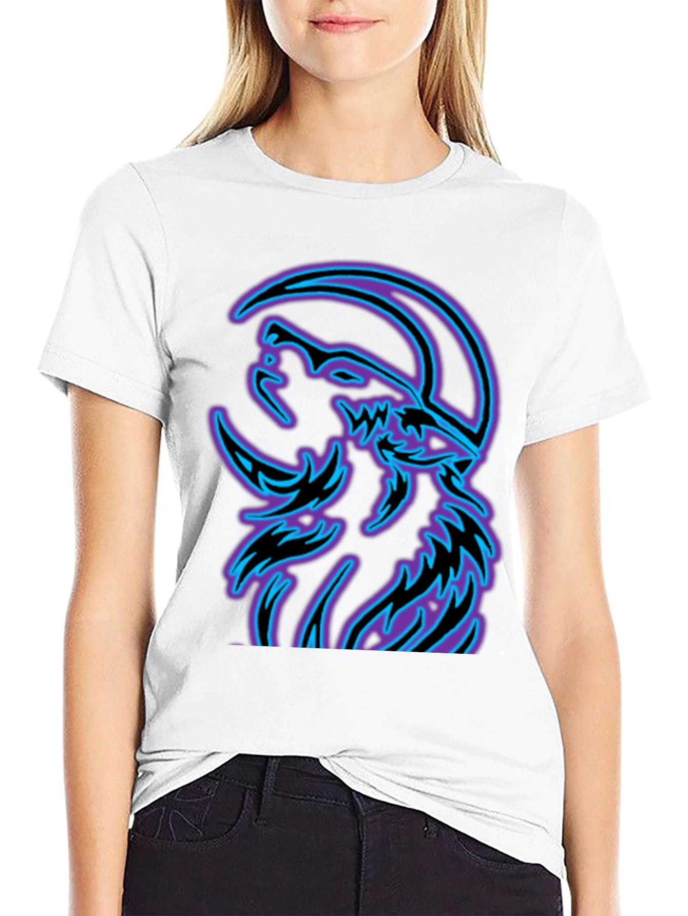 Wolf Moon Graphic Tee - Black Cotton Blend