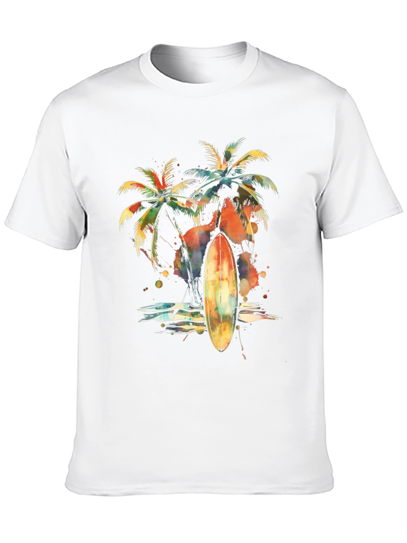 Tropical Surfboard Palm Tree Graphic Tee