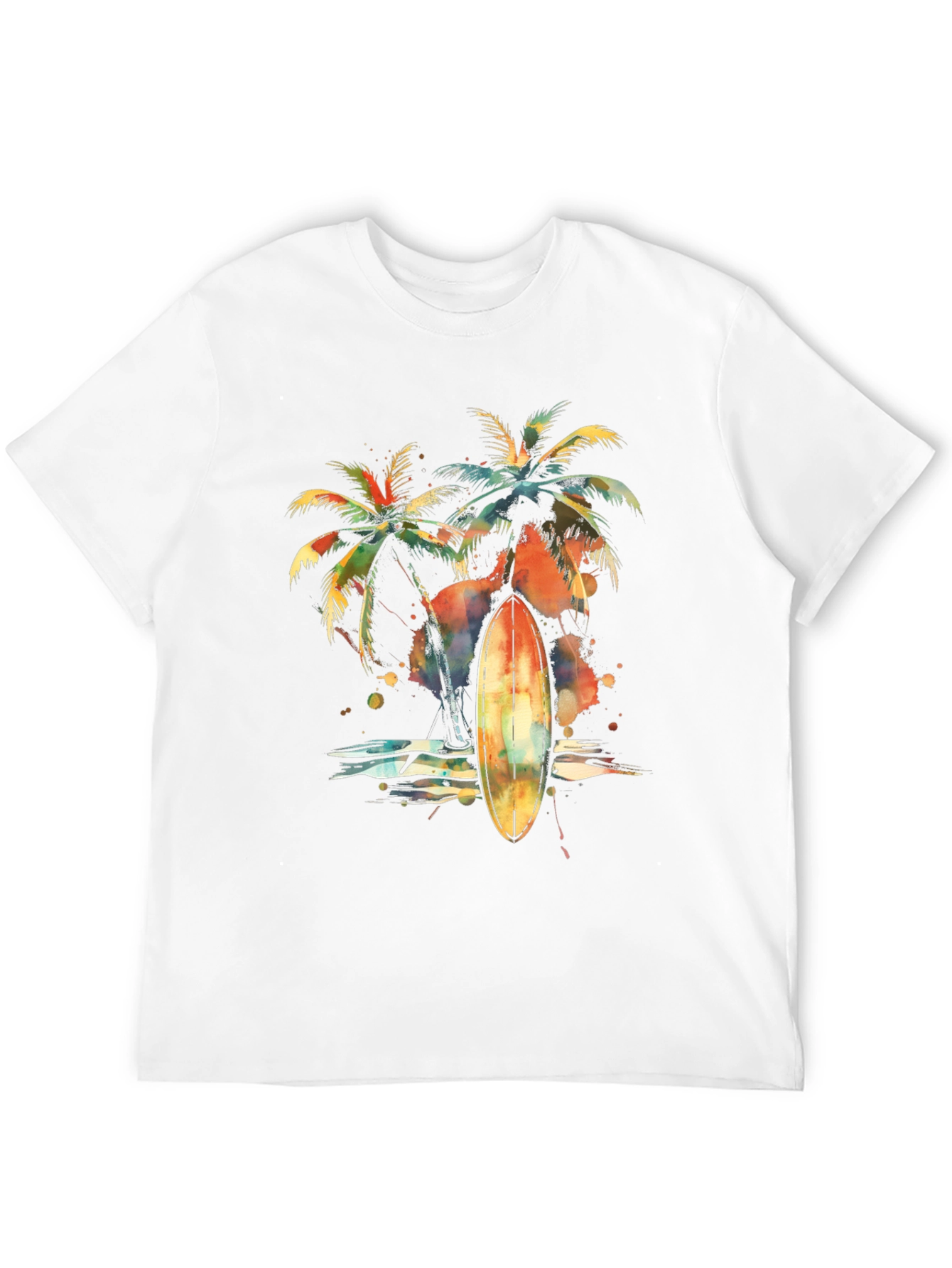 Tropical Surfboard Palm Tree Graphic Tee