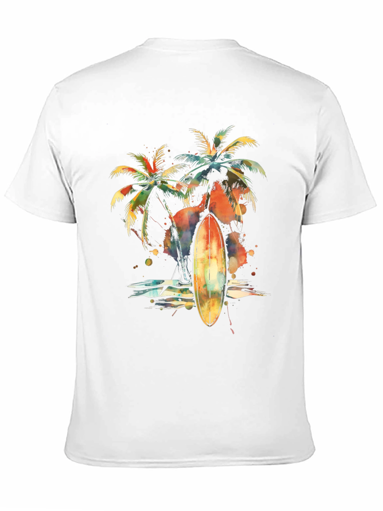 Tropical Surfboard Palm Tree Graphic Tee