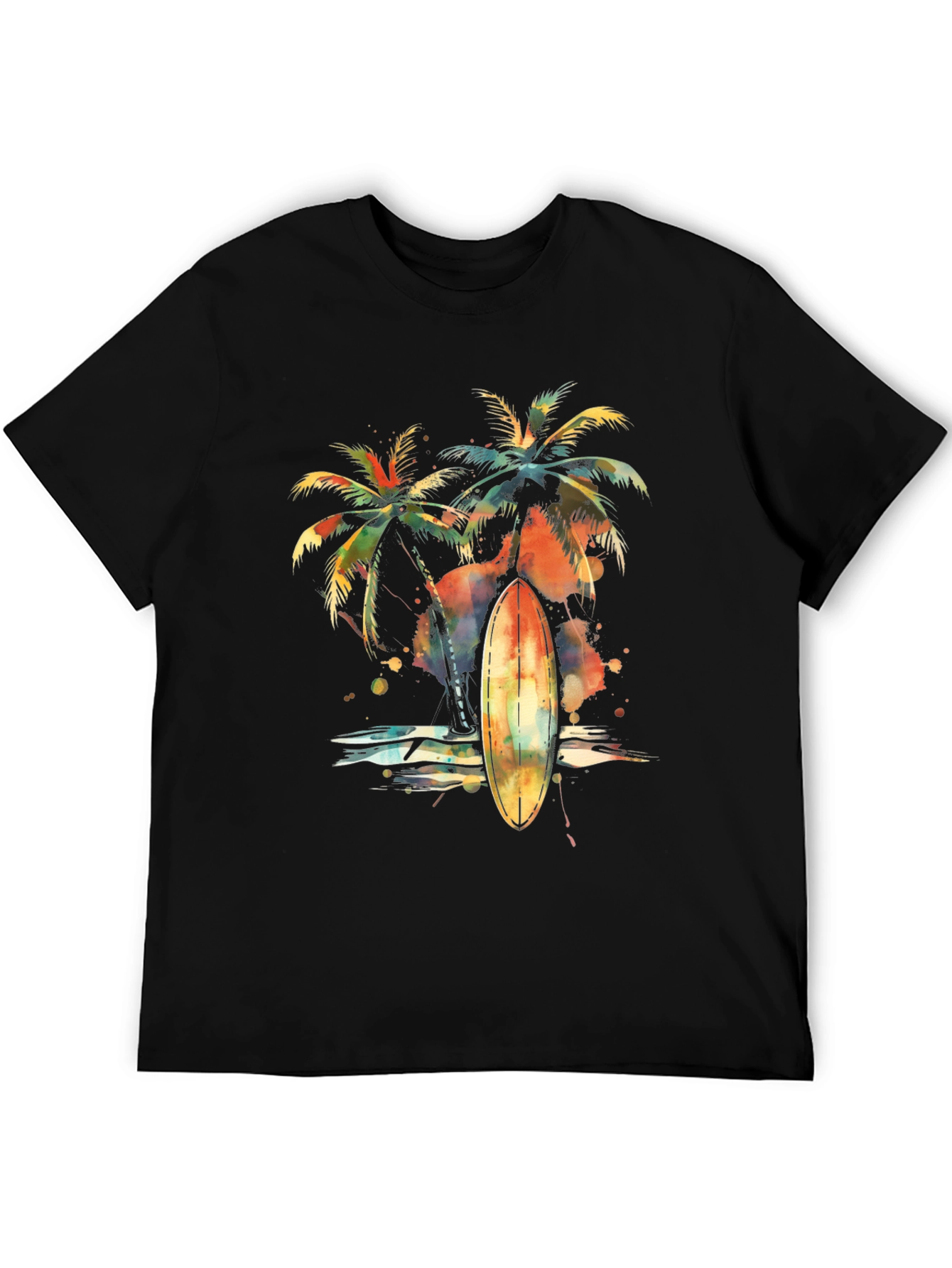 Tropical Surfboard Palm Tree Graphic Tee