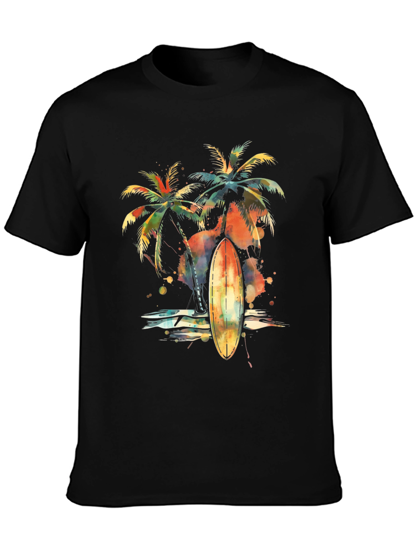 Tropical Surfboard Palm Tree Graphic Tee