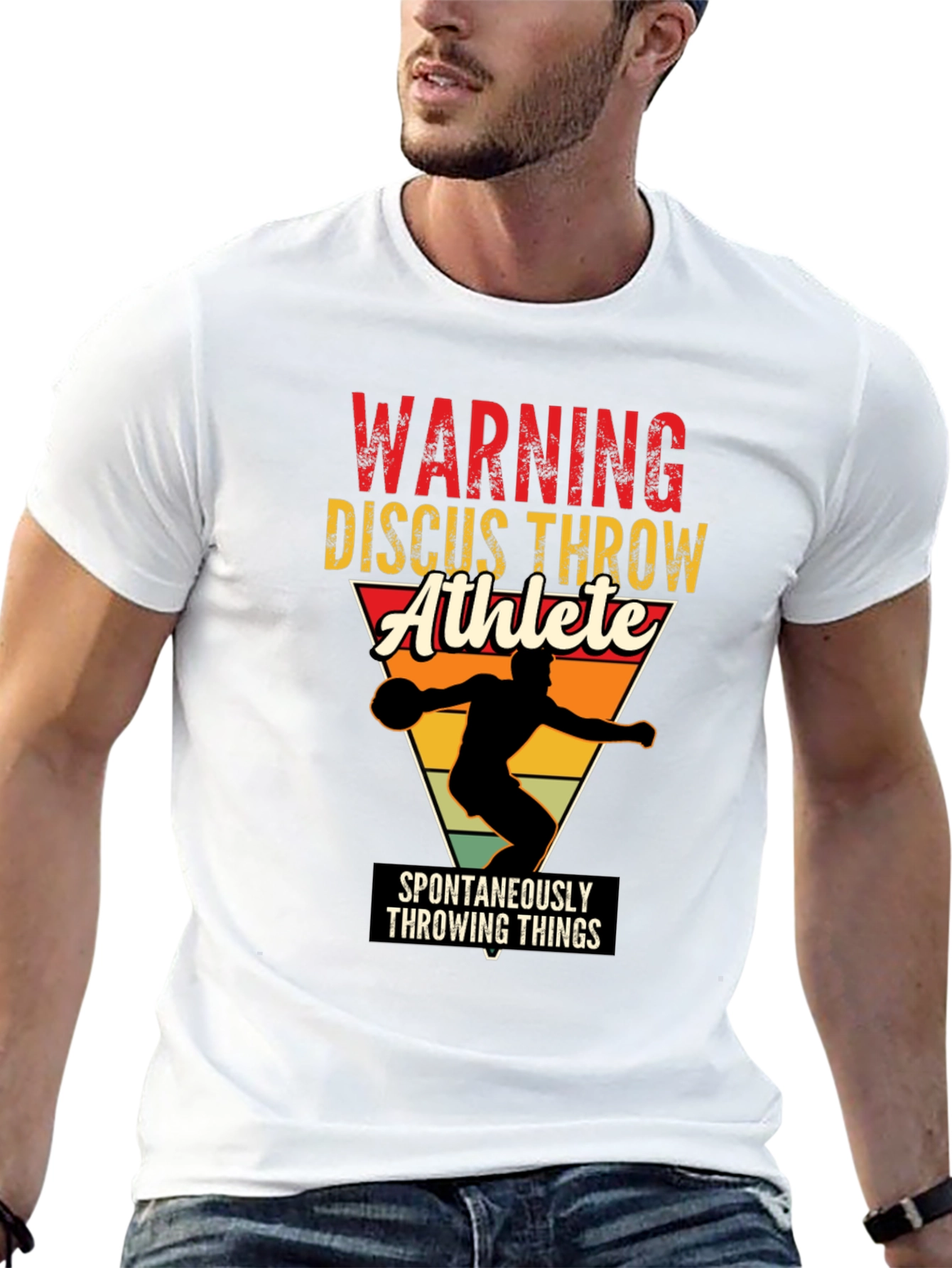 Warning Discus Throw Athlete T-Shirt