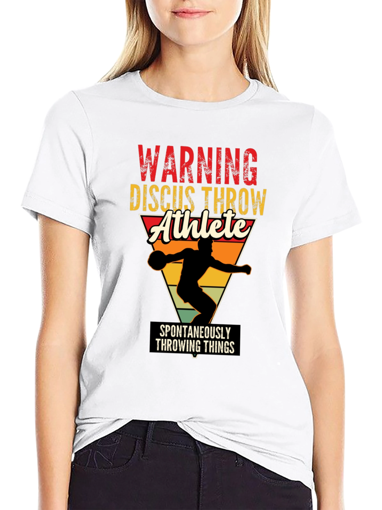 Warning Discus Throw Athlete T-Shirt