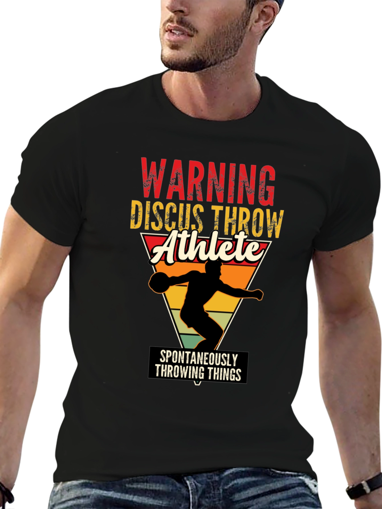 Warning Discus Throw Athlete T-Shirt