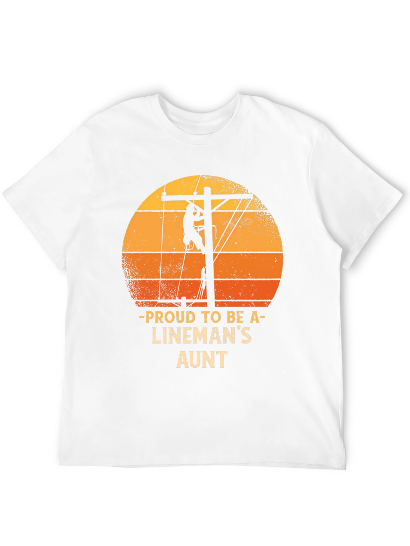 Proud Linemans Aunt T-Shirt Retro Sunset Lineworker Tee