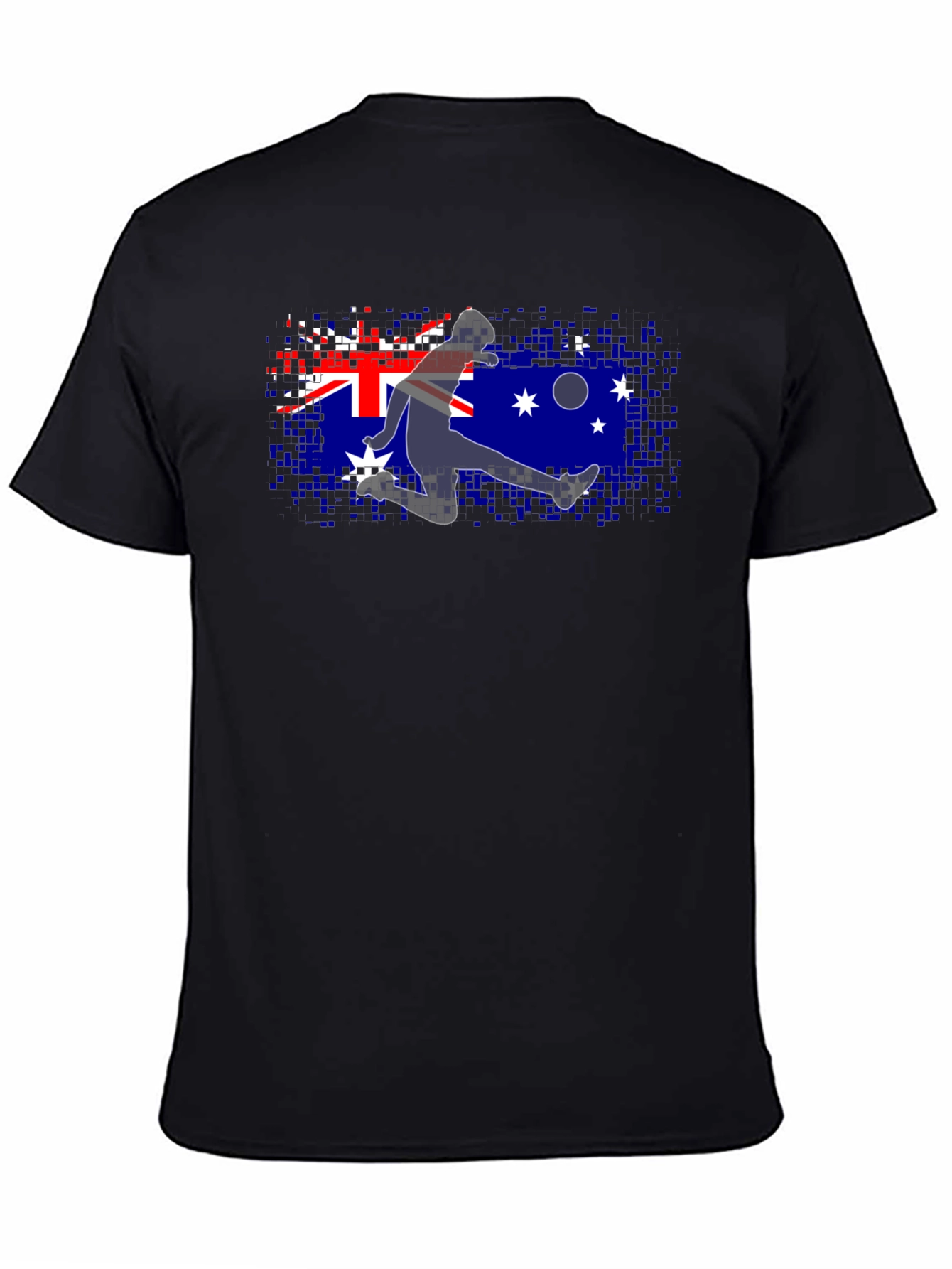 Australia Flag Soccer Player Black T-Shirt