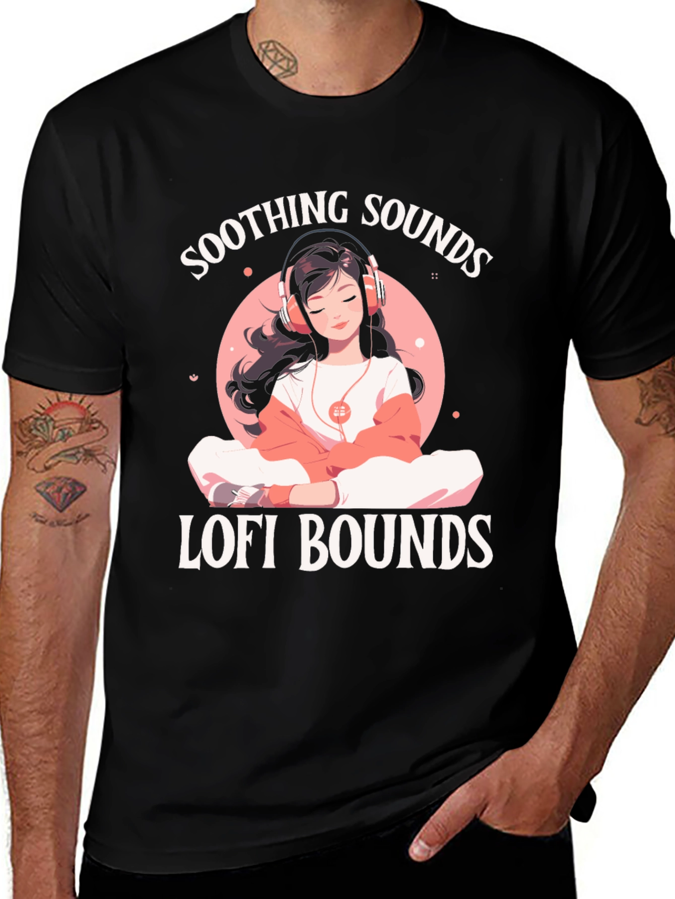 Soothing Sounds Lofi Bounds Black T-Shirt