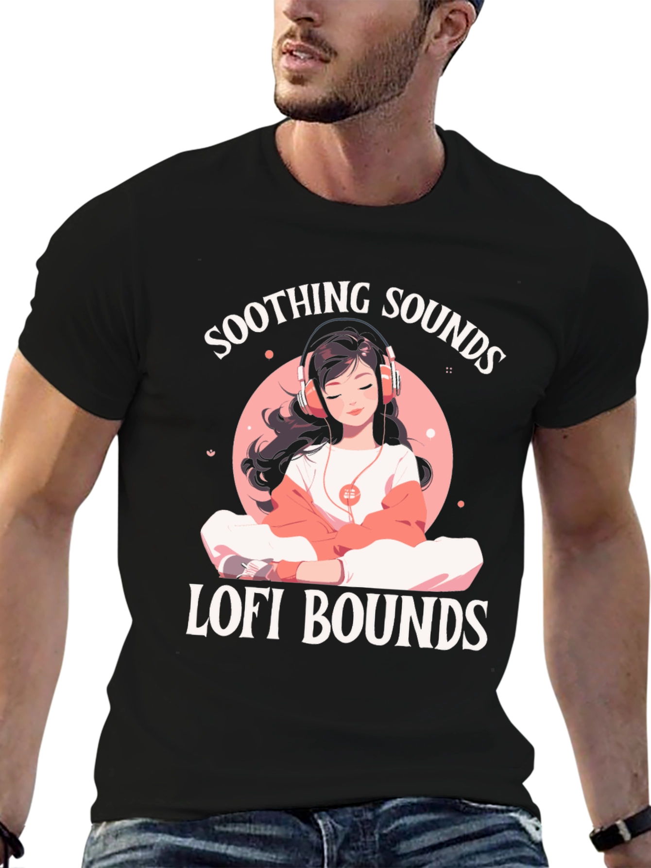 Soothing Sounds Lofi Bounds Black T-Shirt