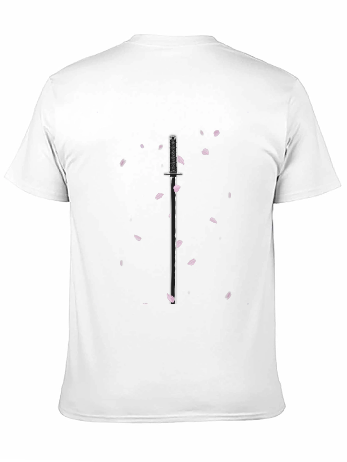 Samurai Sword & Sakura Blossom Black T-Shirt