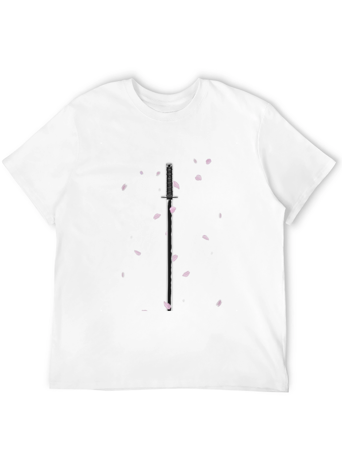 Samurai Sword & Sakura Blossom Black T-Shirt