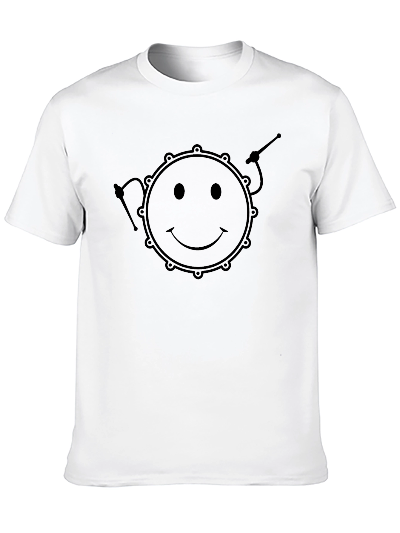 Smiley Drum Graphic Tee - Black Cotton Comfort