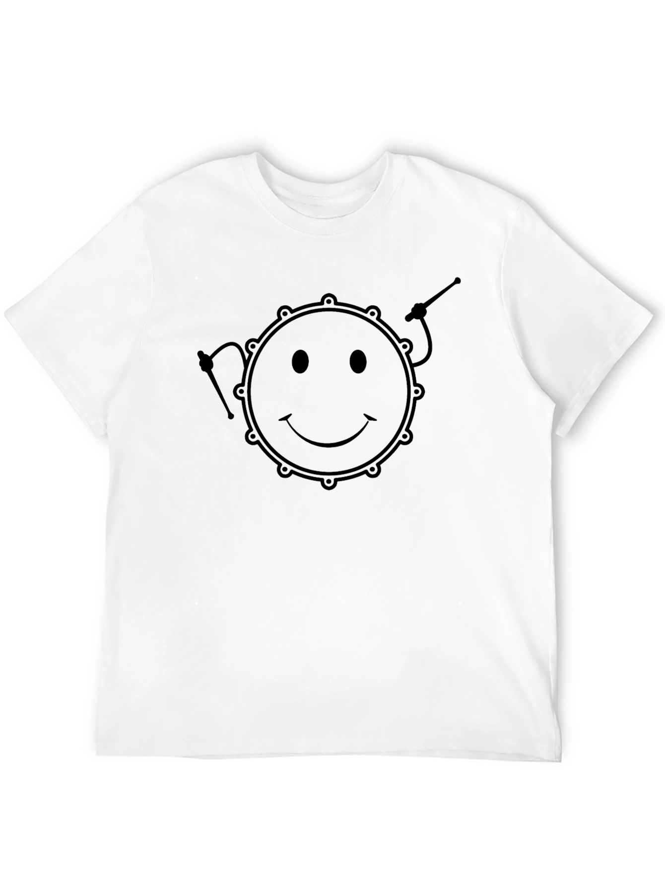Smiley Drum Graphic Tee - Black Cotton Comfort