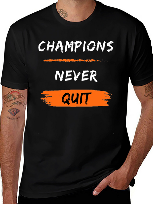 Champions Never Quit Graphic Tee - Black
