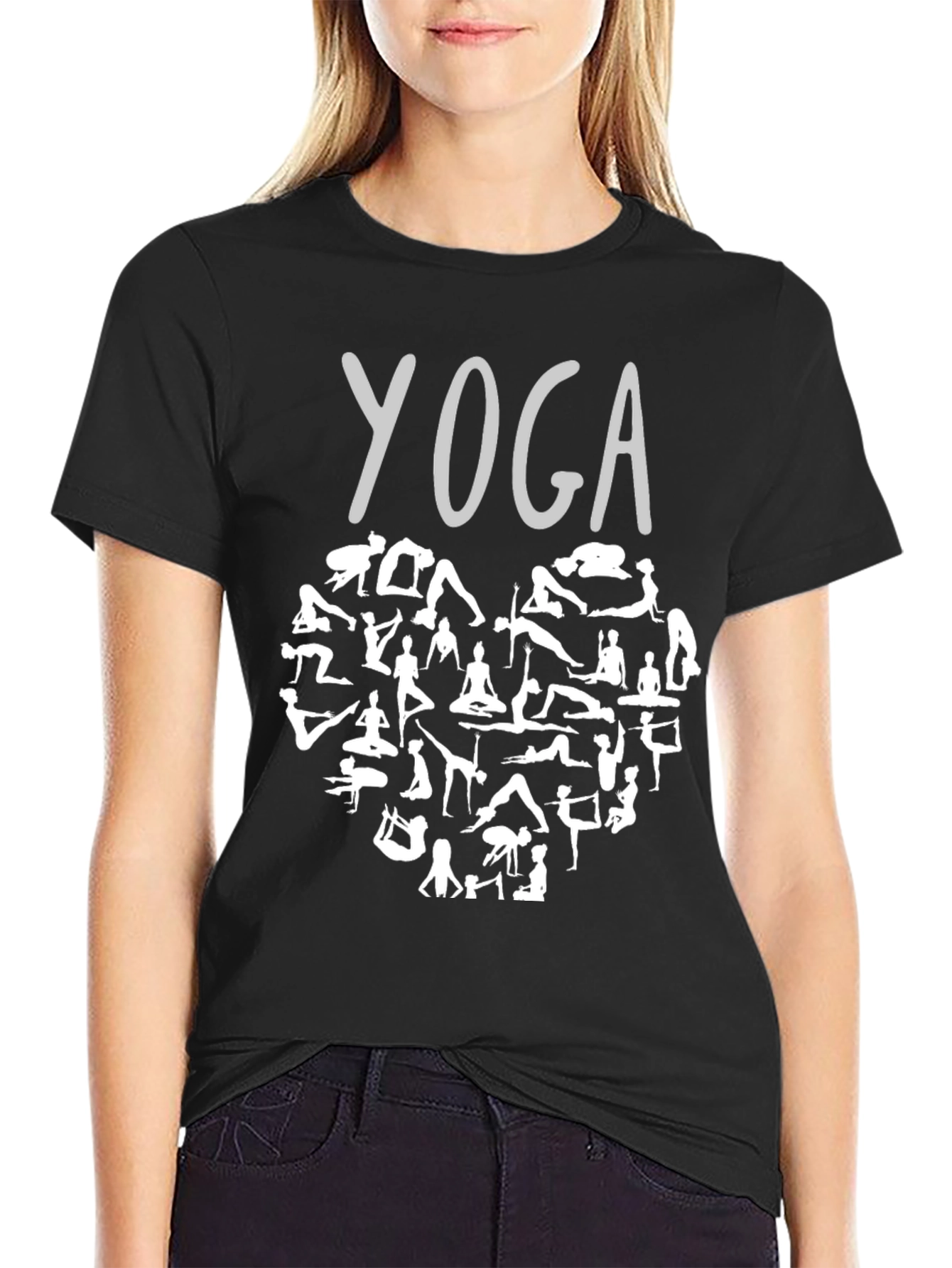Yoga Heart Graphic T-Shirt - Black