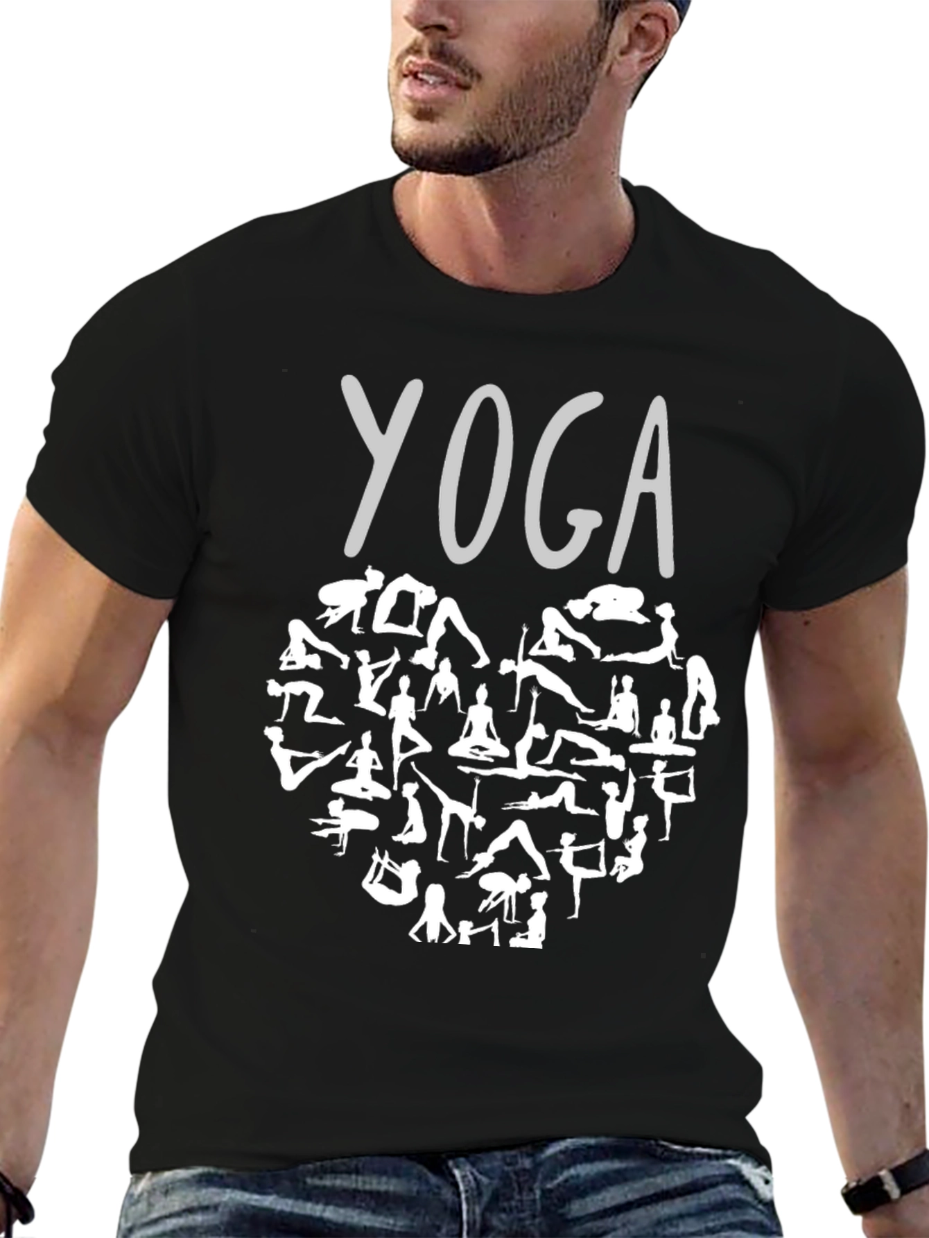 Yoga Heart Graphic T-Shirt - Black