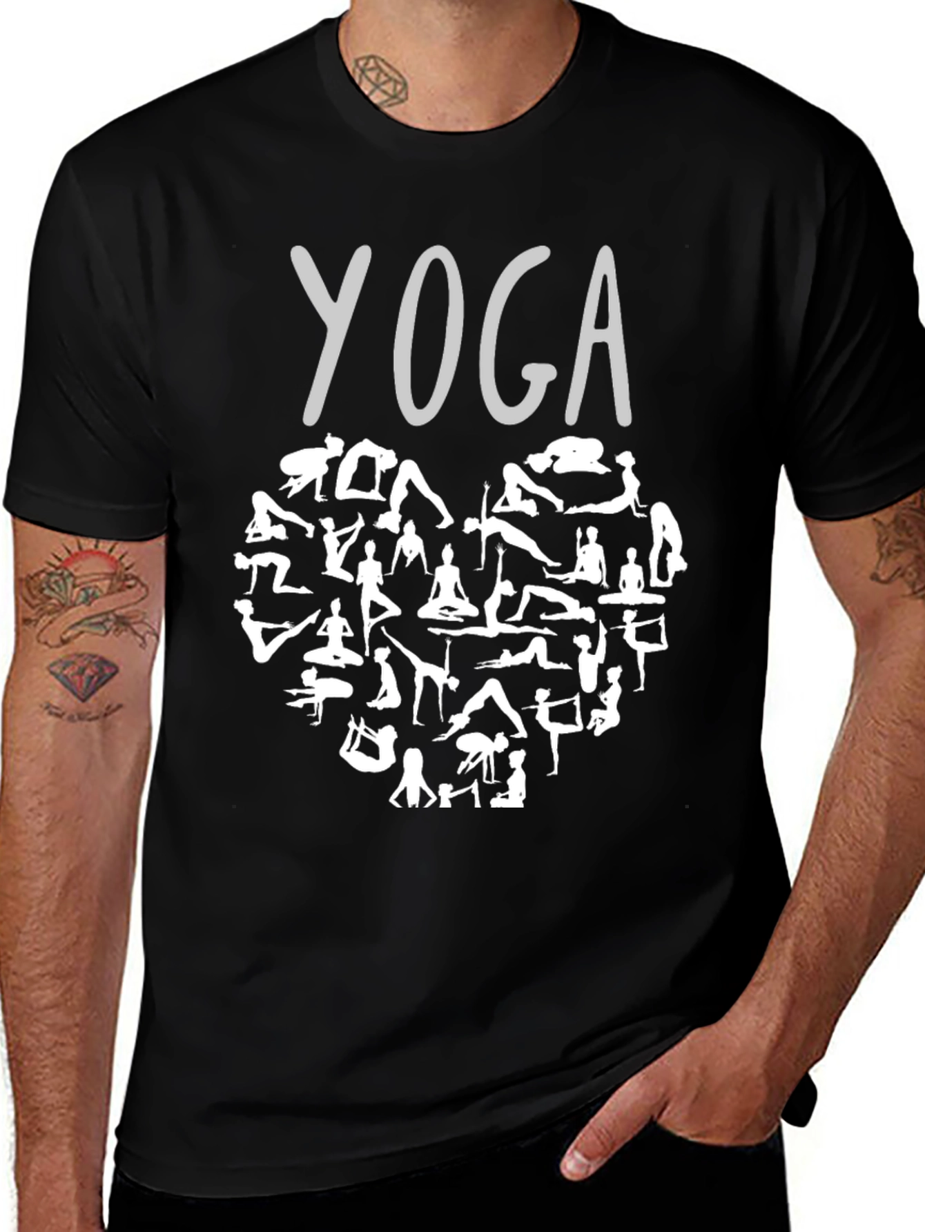 Yoga Heart Graphic T-Shirt - Black