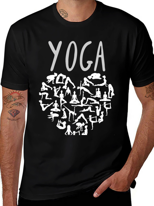 Yoga Heart Graphic T-Shirt - Black