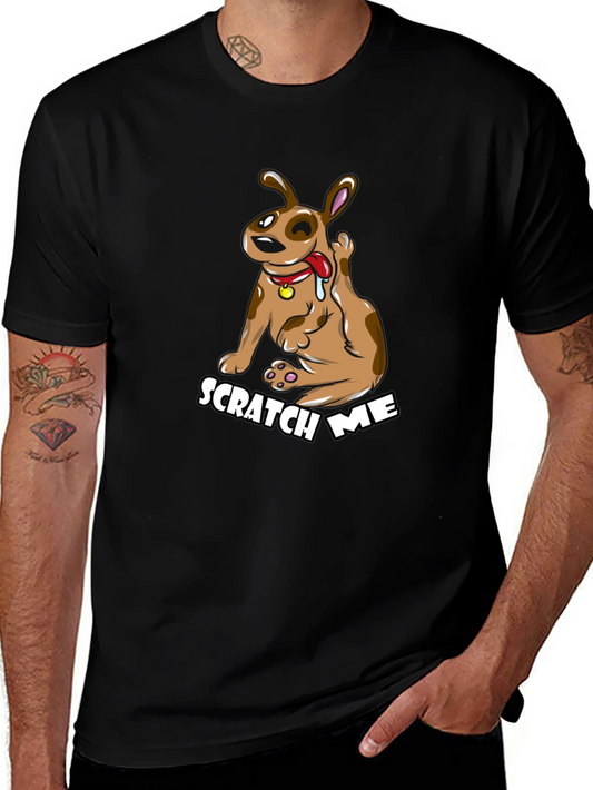 Scratch Me Funny Dog Graphic Tee - Black