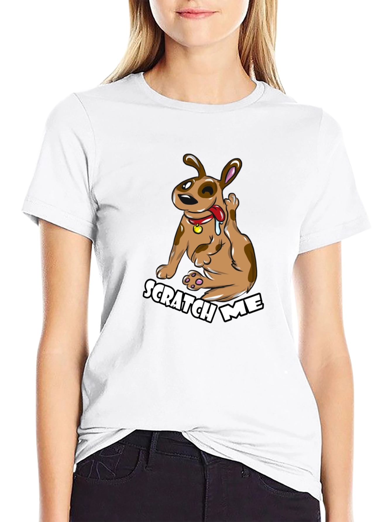 Scratch Me Funny Dog Graphic Tee - Black