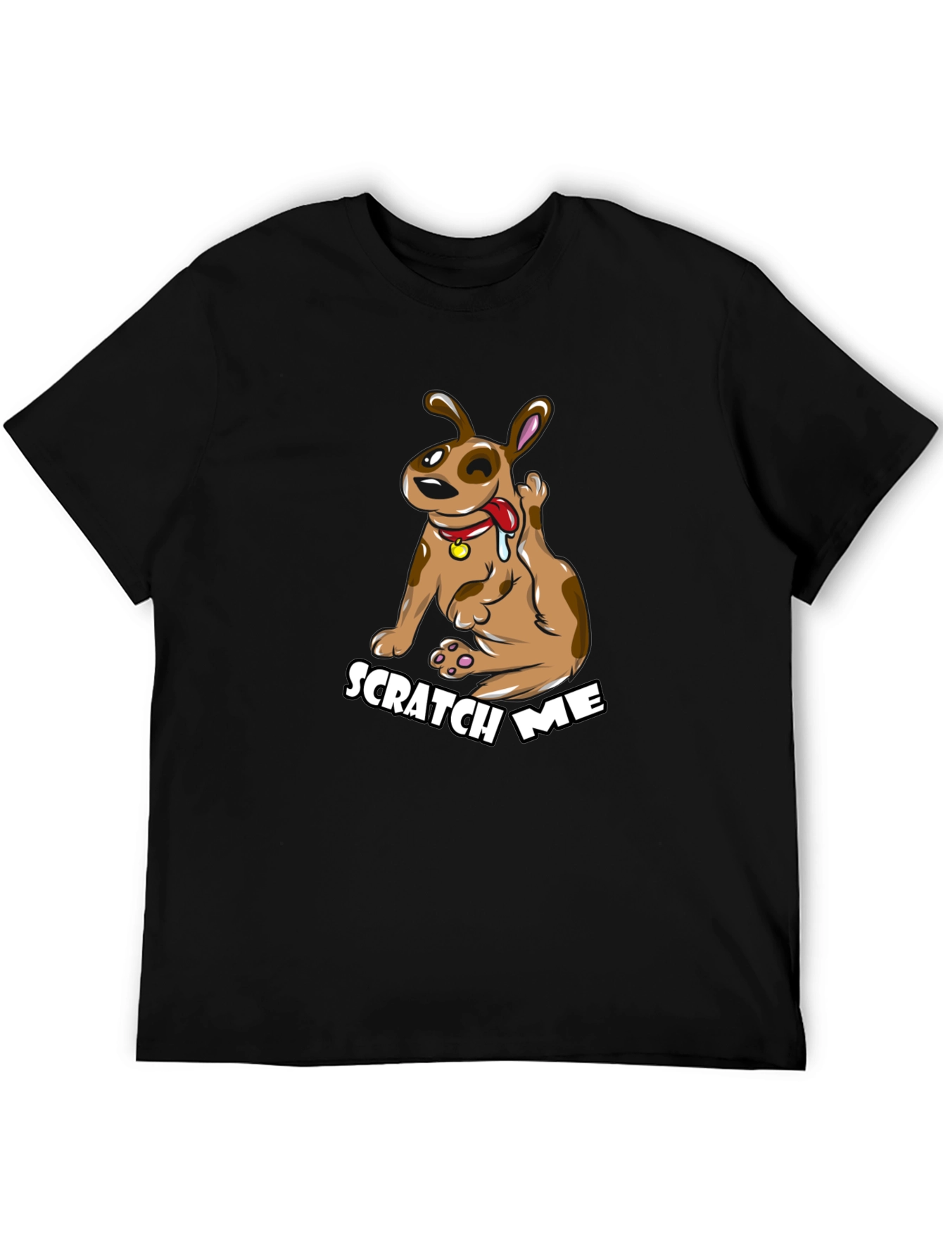 Scratch Me Funny Dog Graphic Tee - Black