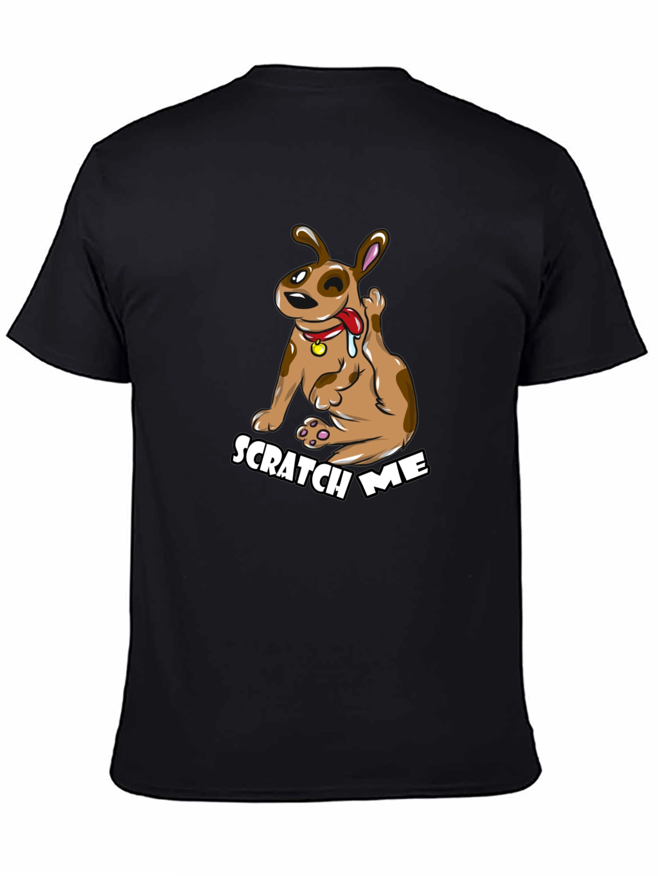 Scratch Me Funny Dog Graphic Tee - Black