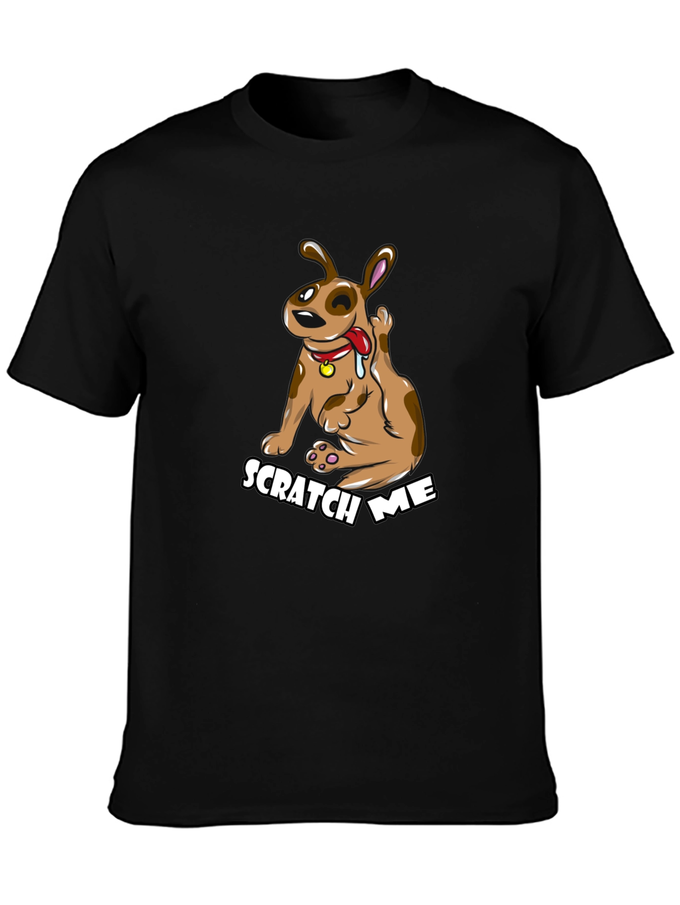 Scratch Me Funny Dog Graphic Tee - Black