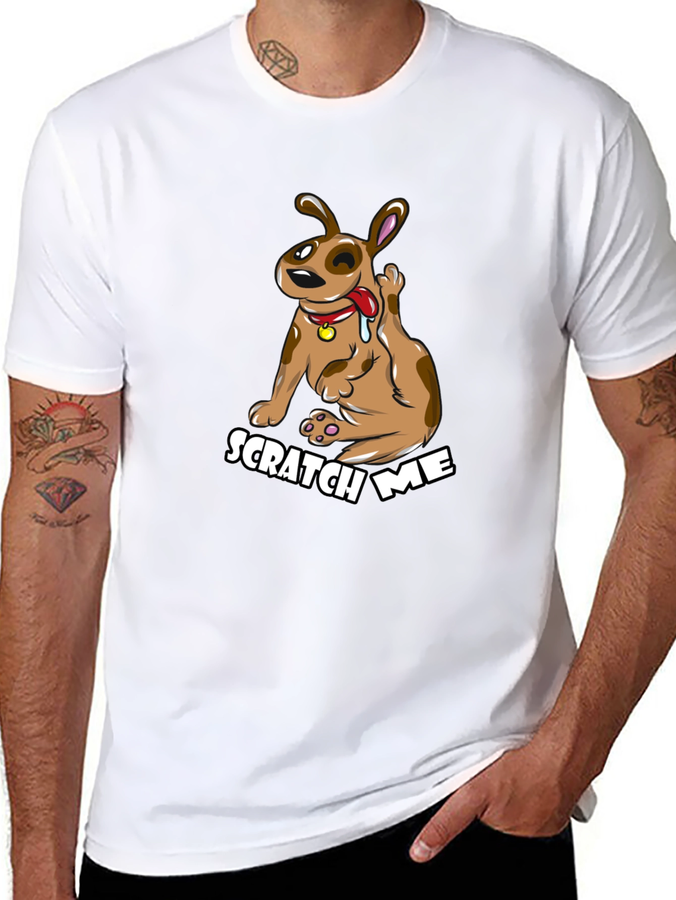 Scratch Me Funny Dog Graphic Tee - Black