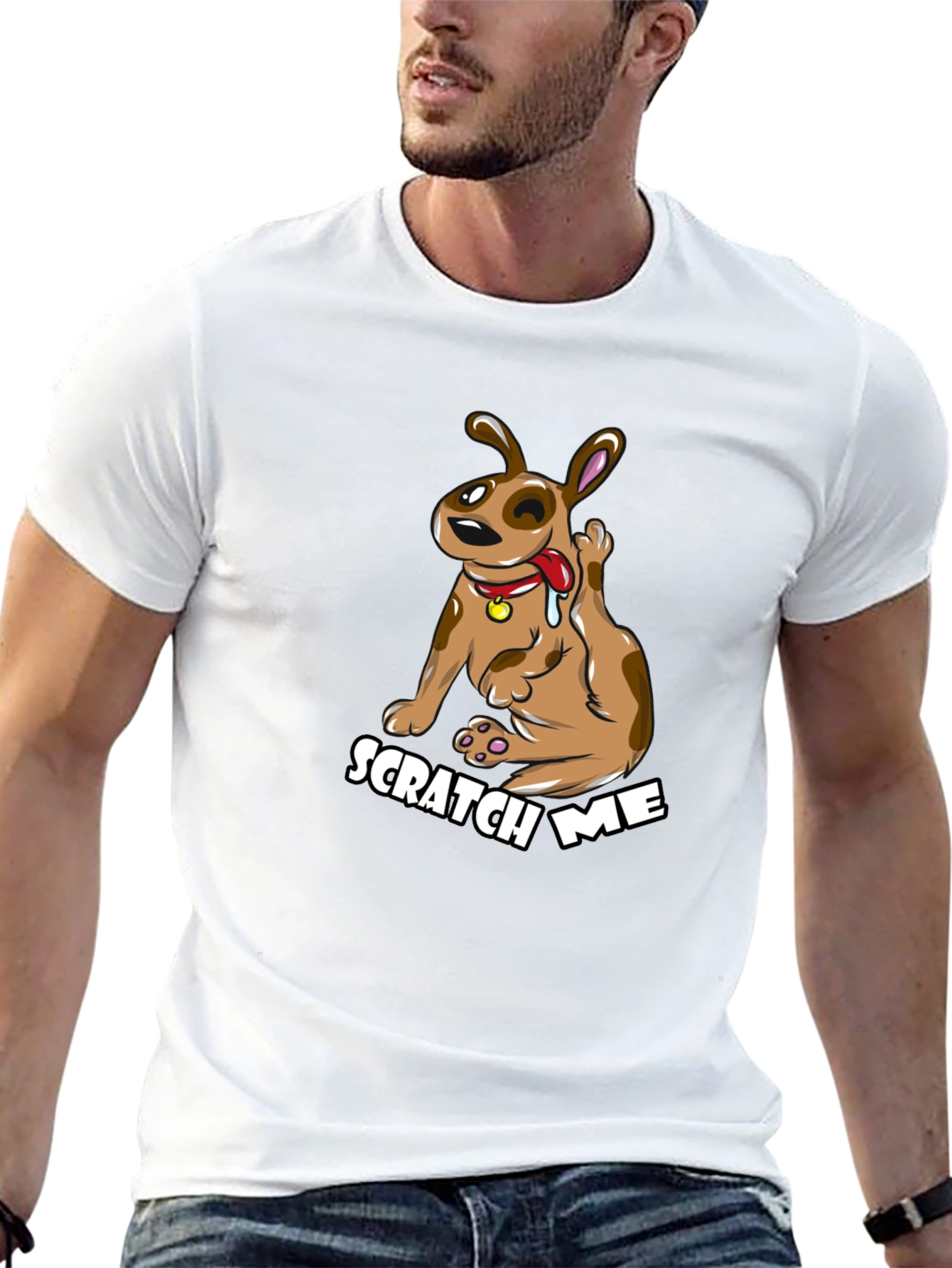 Scratch Me Funny Dog Graphic Tee - Black