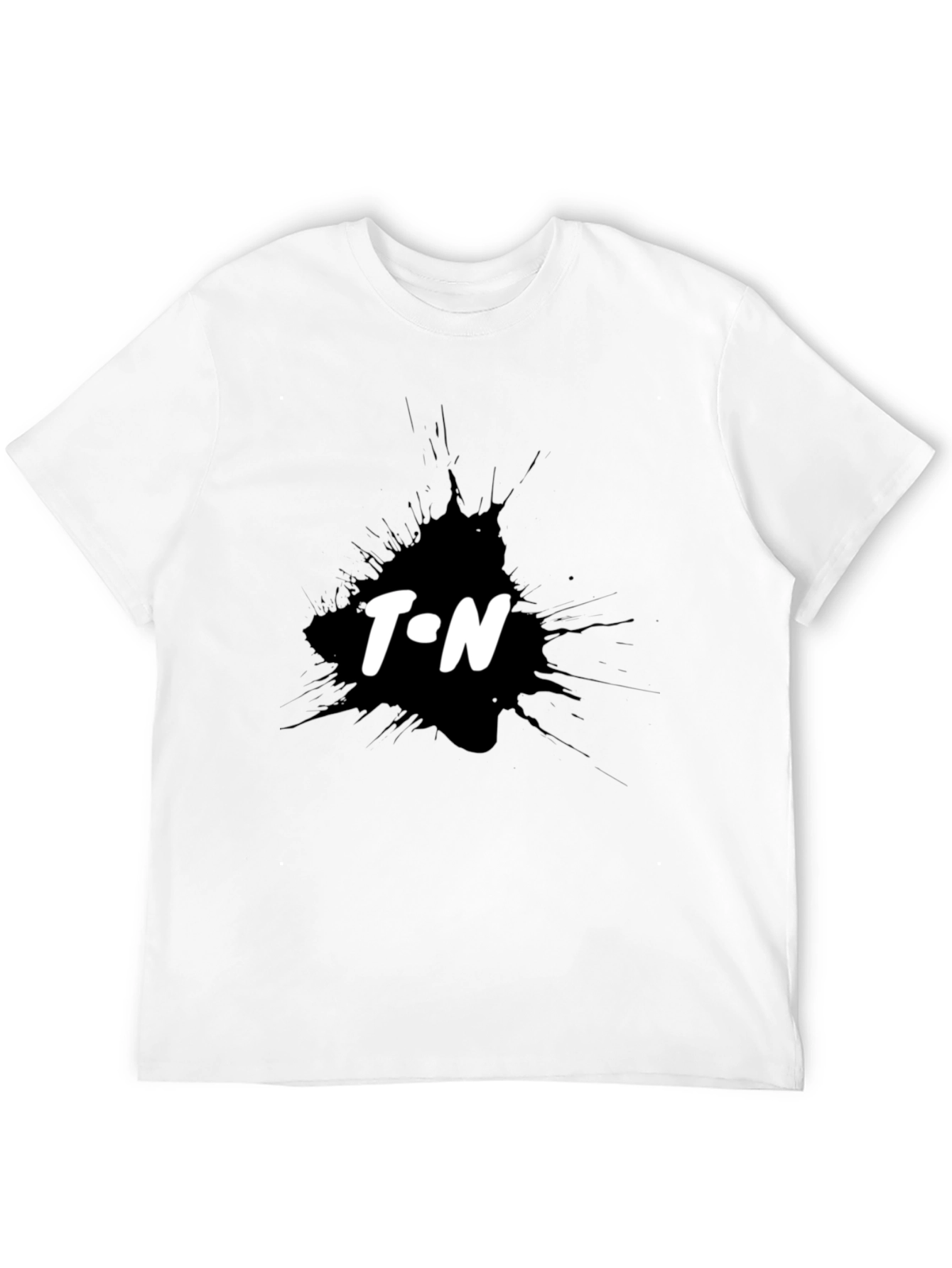 Black T-Shirt with T.N Ink Splatter Design