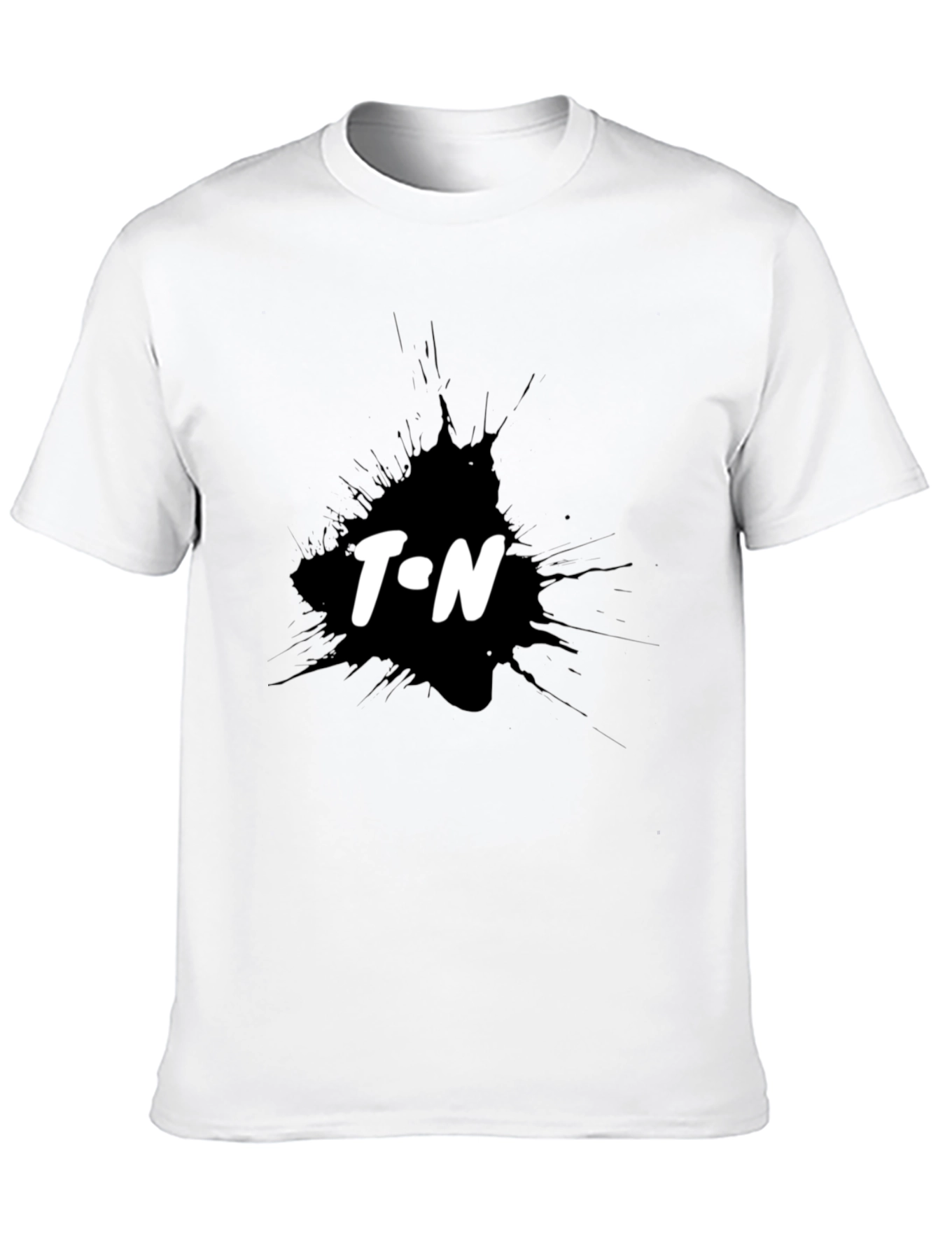 Black T-Shirt with T.N Ink Splatter Design