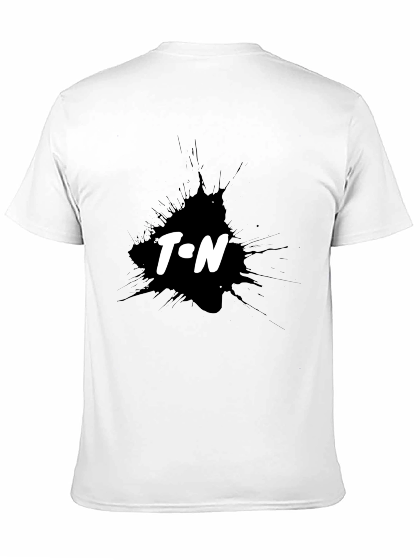 Black T-Shirt with T.N Ink Splatter Design