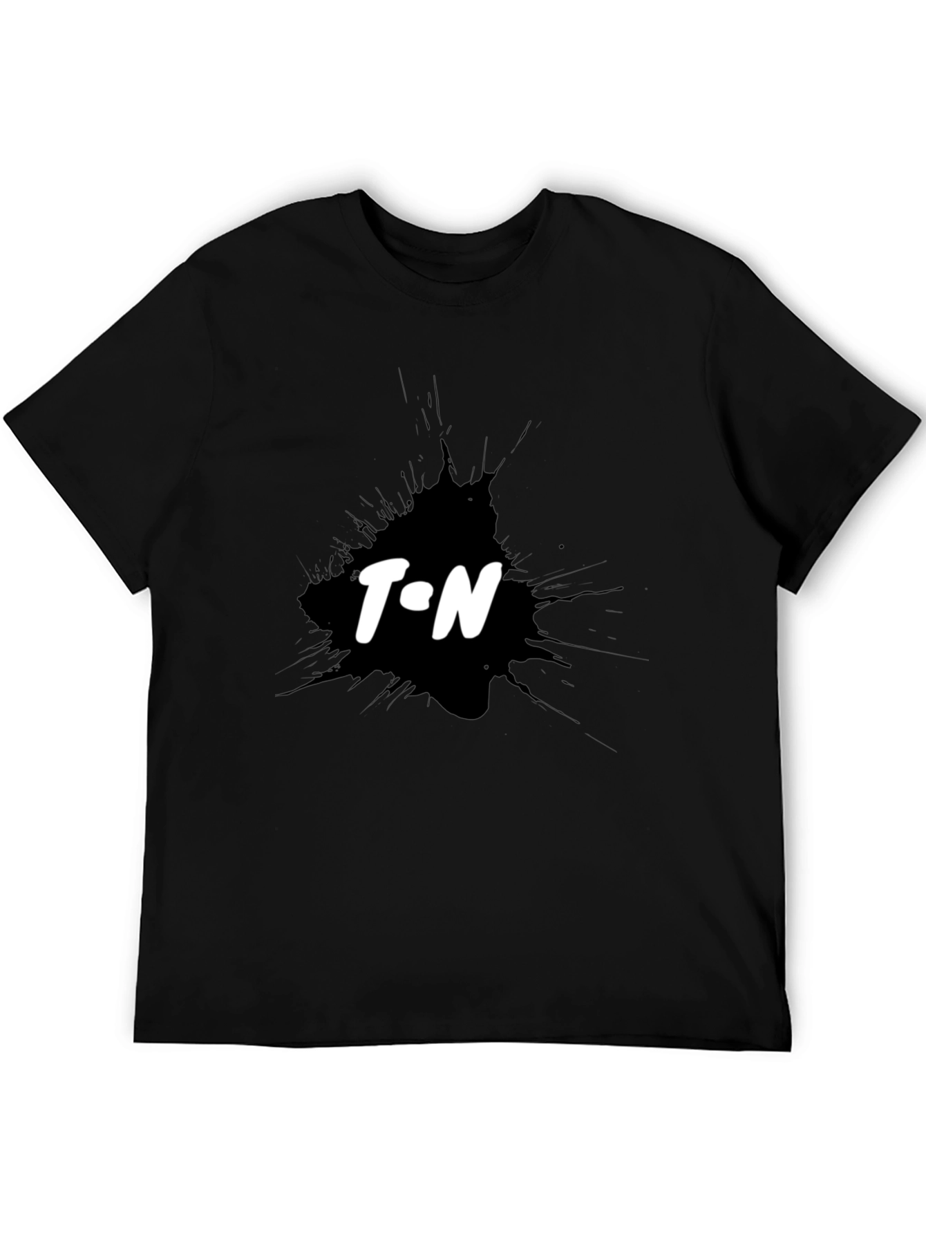Black T-Shirt with T.N Ink Splatter Design