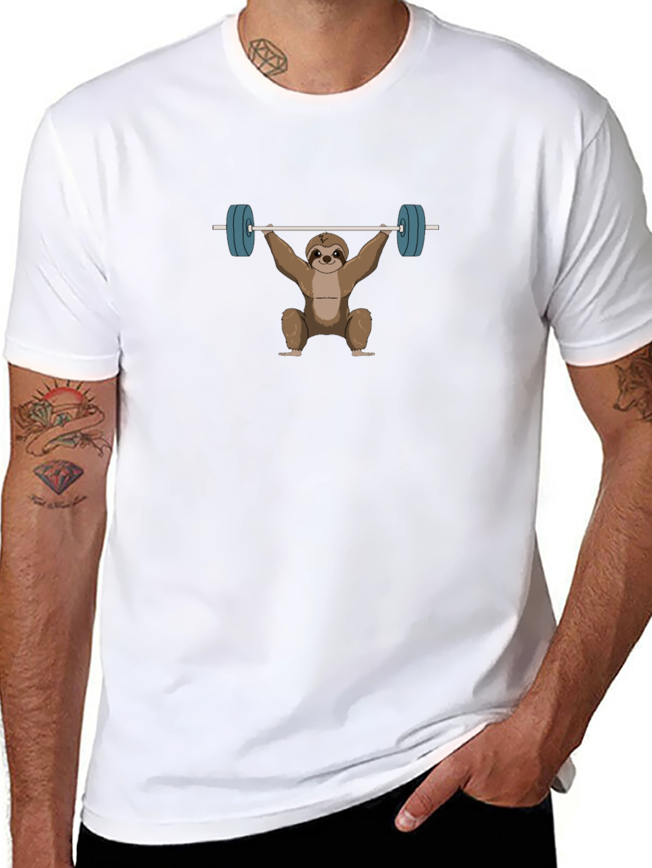 Sloth Weightlifting Black T-Shirt - Funny Gym Tee