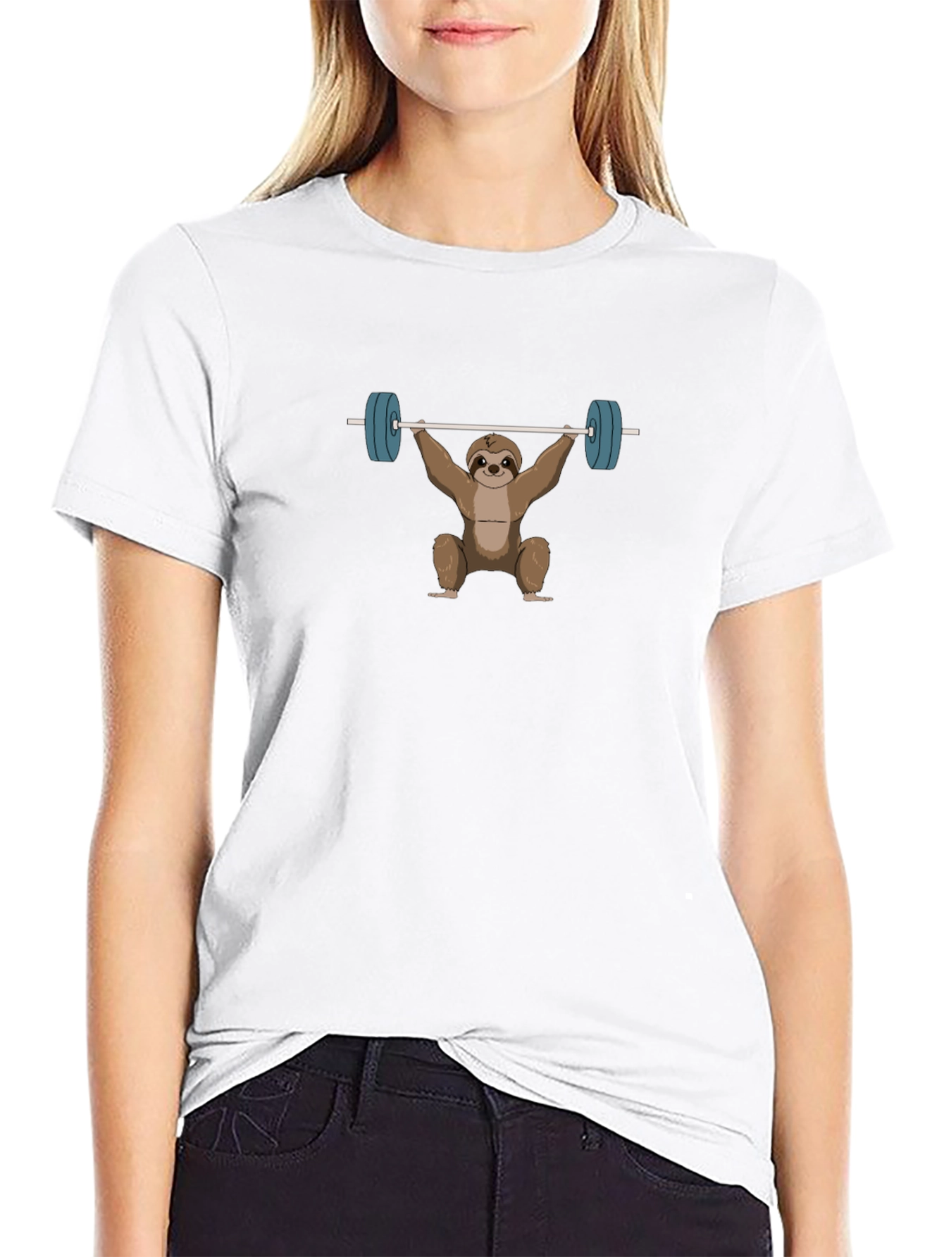 Sloth Weightlifting Black T-Shirt - Funny Gym Tee