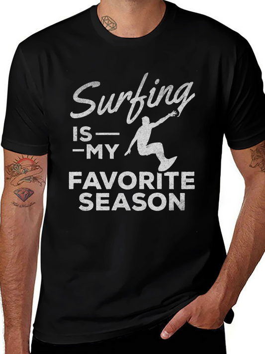 Surfing is My Favorite Season Black T-Shirt
