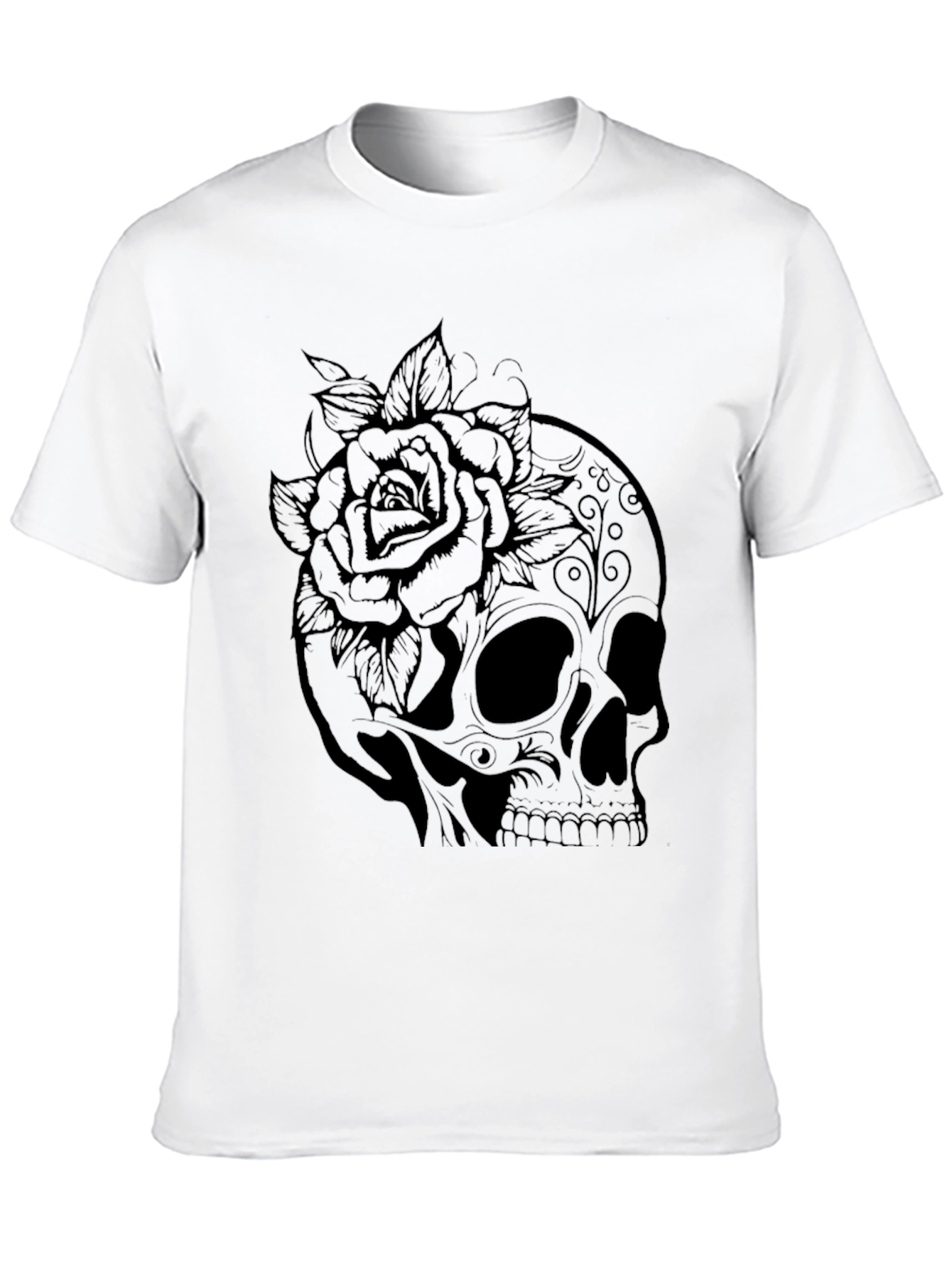 Skull & Rose Graphic T-Shirt - Mens Fashion Tee