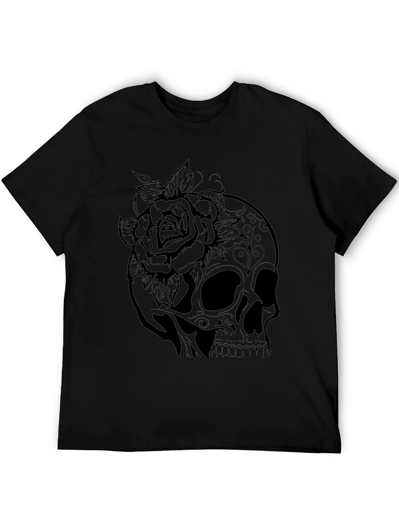 Skull & Rose Graphic T-Shirt - Mens Fashion Tee