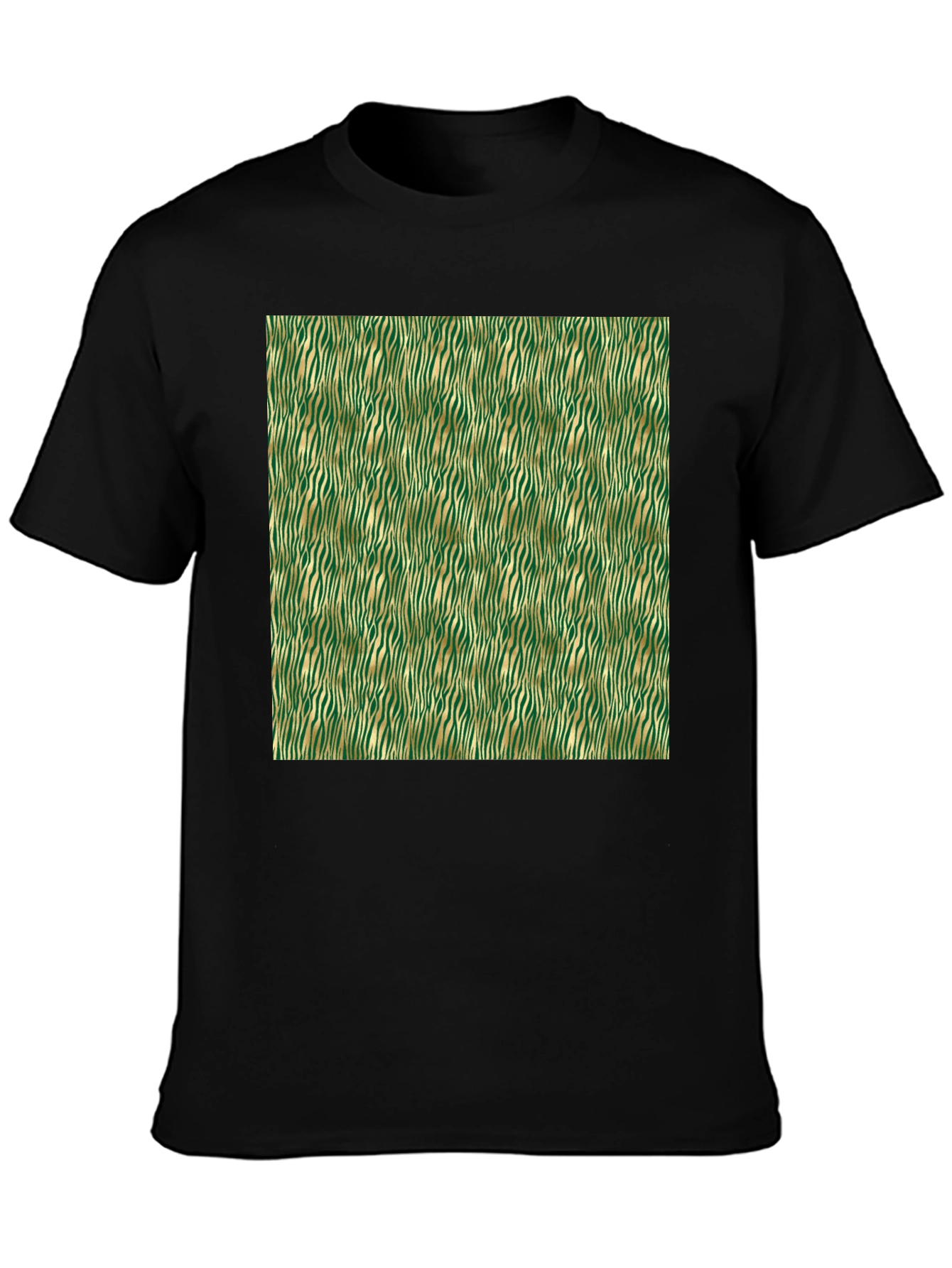 Stylish Green and Gold Zebra Print T-Shirt