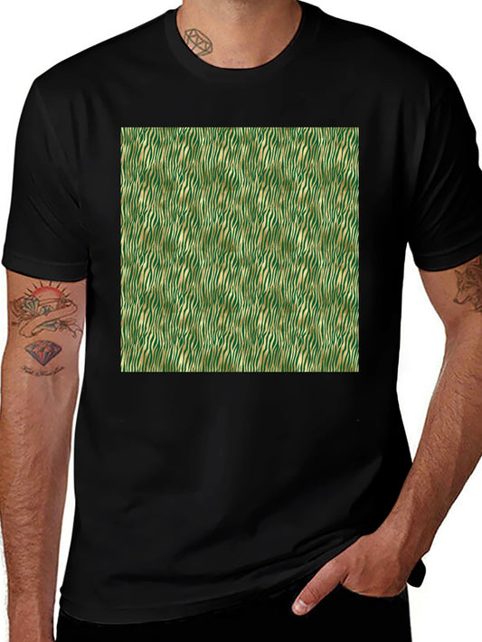 Stylish Green and Gold Zebra Print T-Shirt