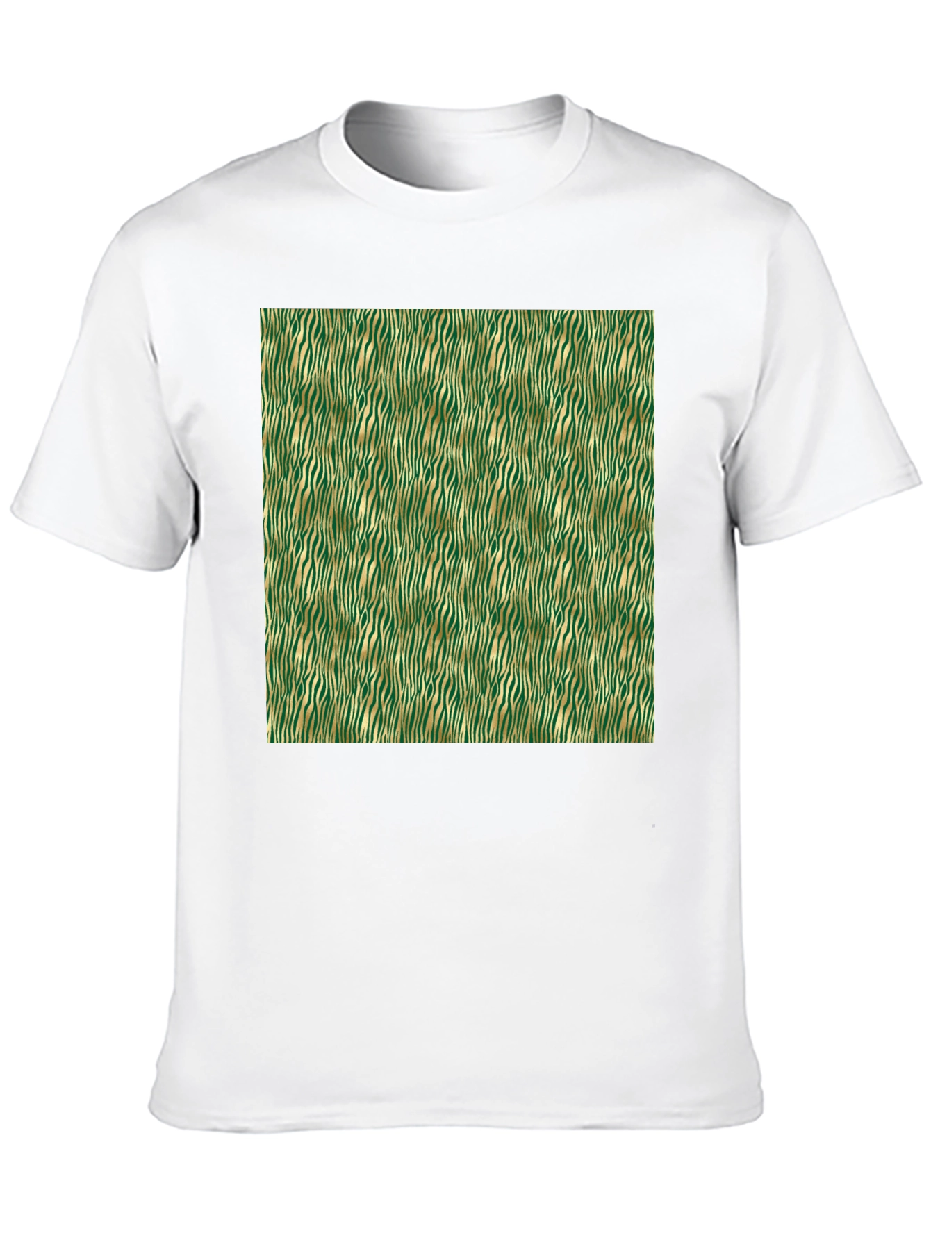 Stylish Green and Gold Zebra Print T-Shirt
