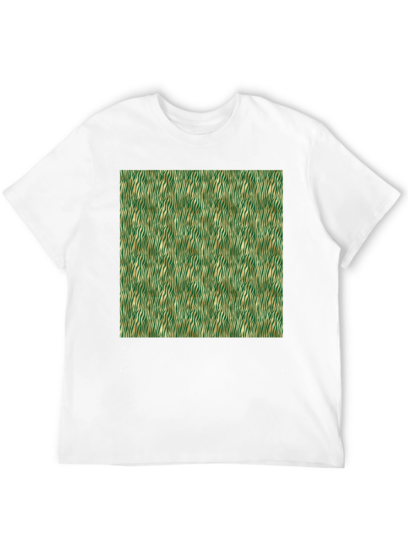 Stylish Green and Gold Zebra Print T-Shirt