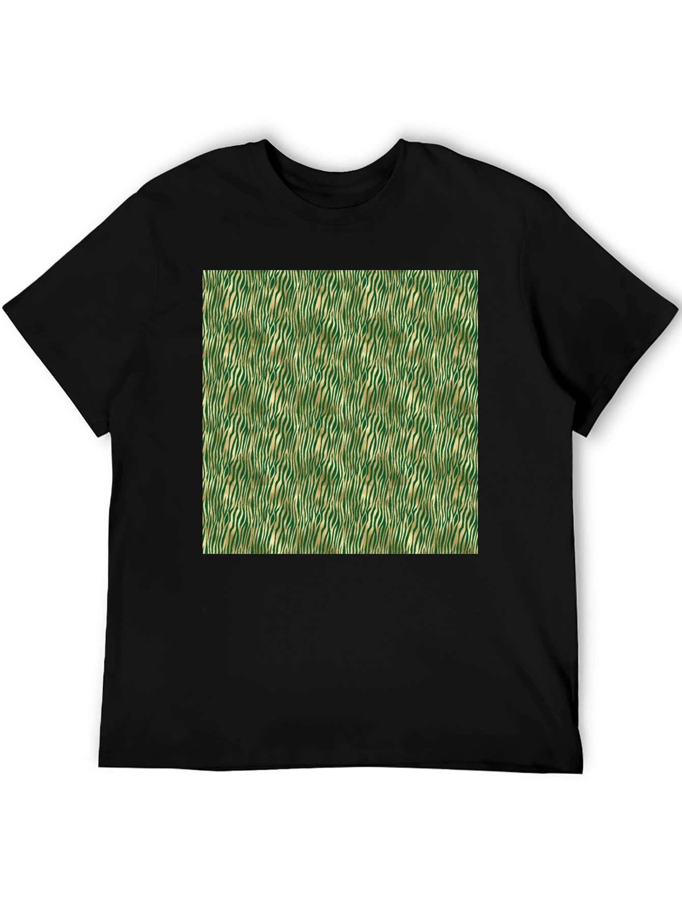 Stylish Green and Gold Zebra Print T-Shirt