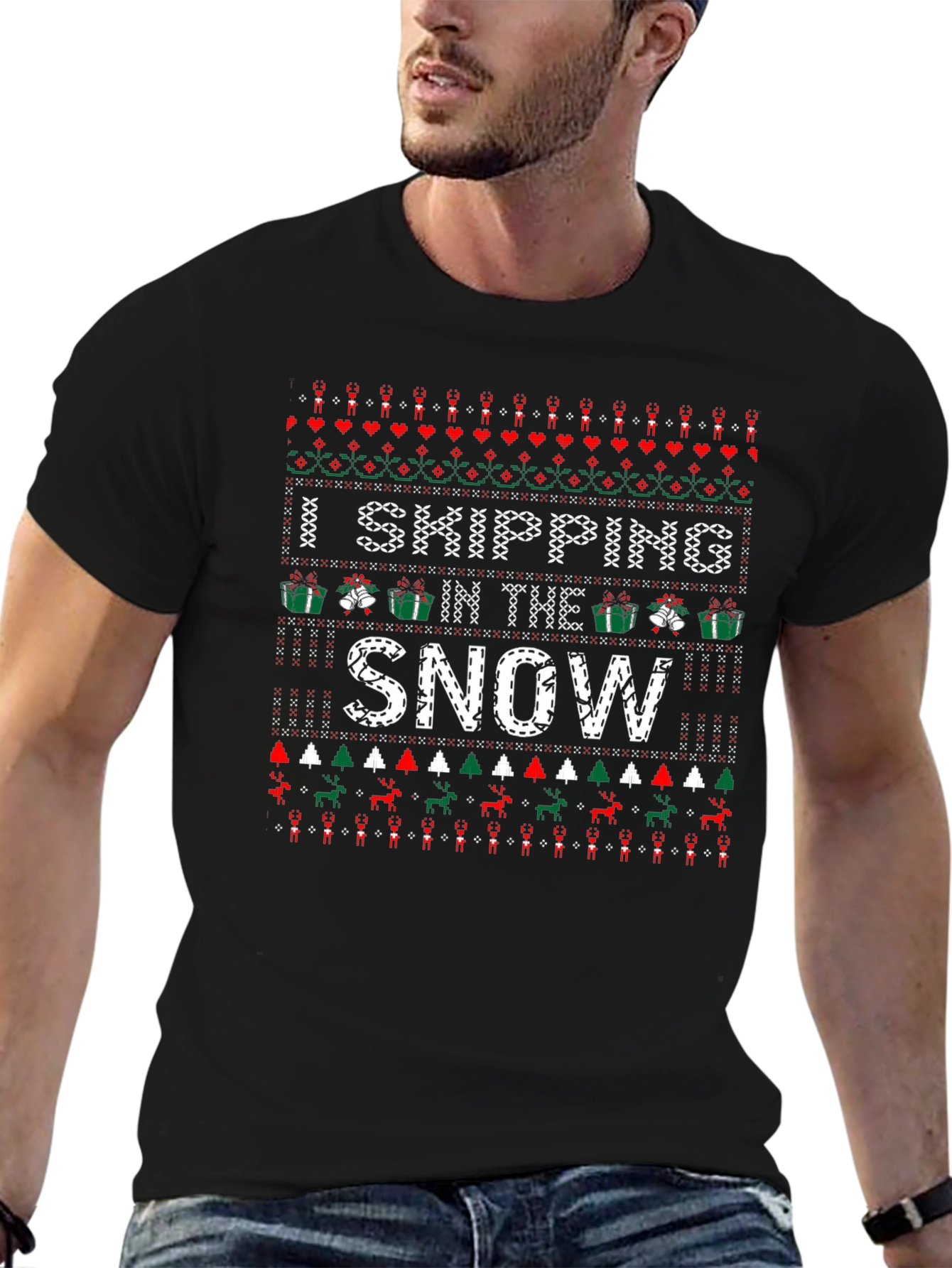 Skipping in the Snow Ugly Christmas Holiday T-Shirt