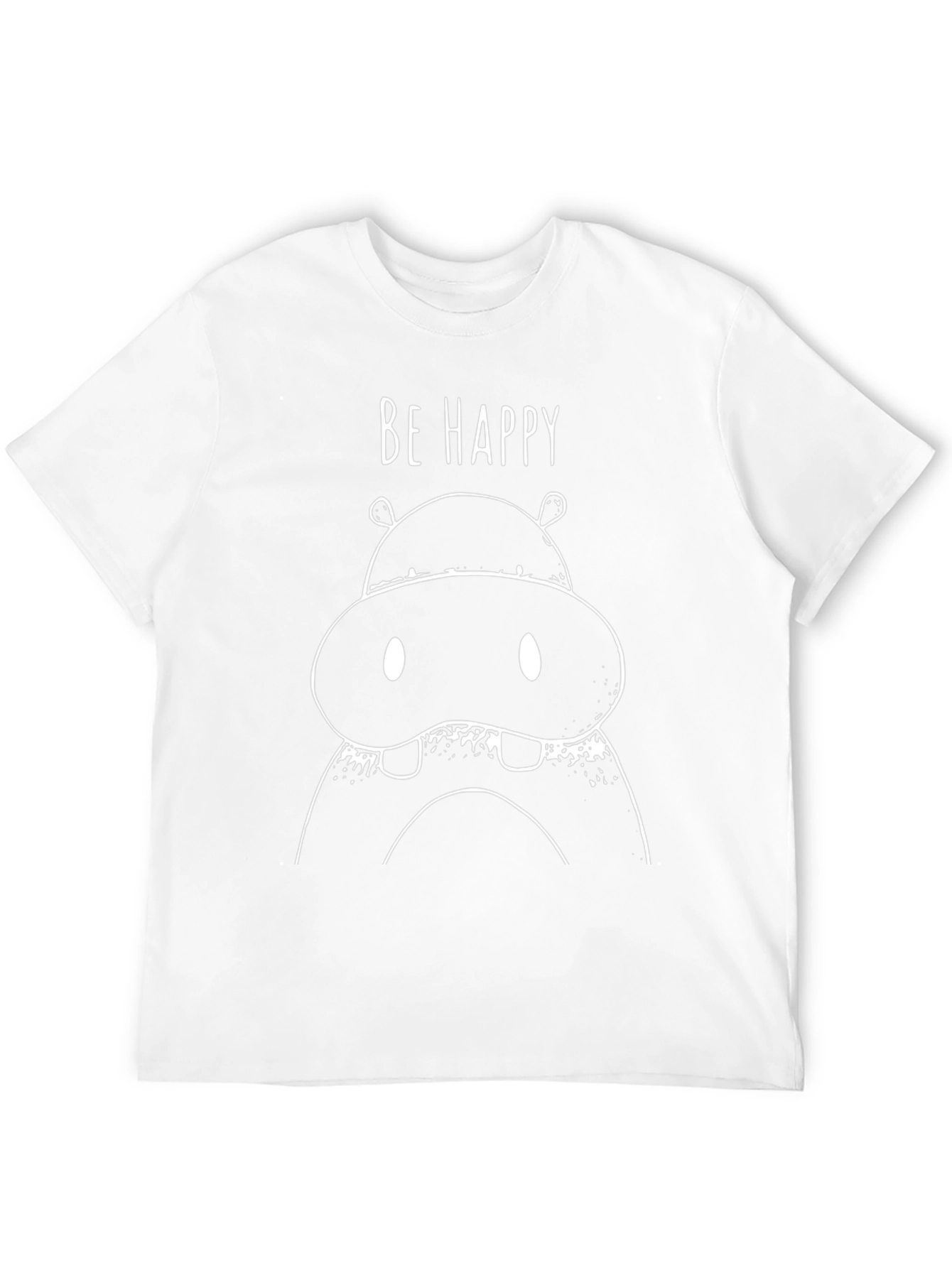 Be Happy Hippo Graphic Tee - Mens Black T-Shirt