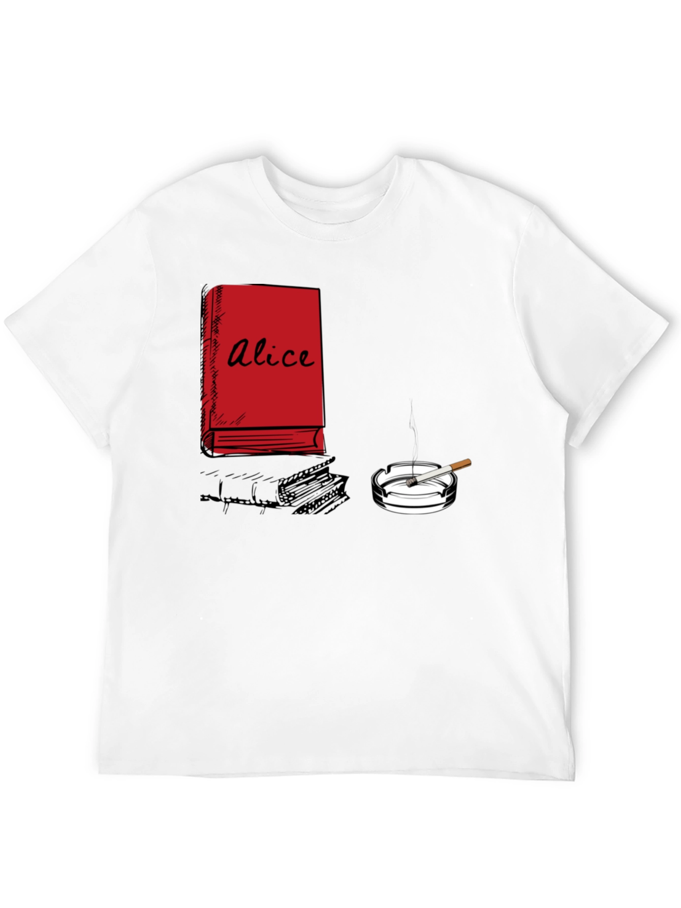 Alice Book & Cigarette Graphic T-Shirt - Black
