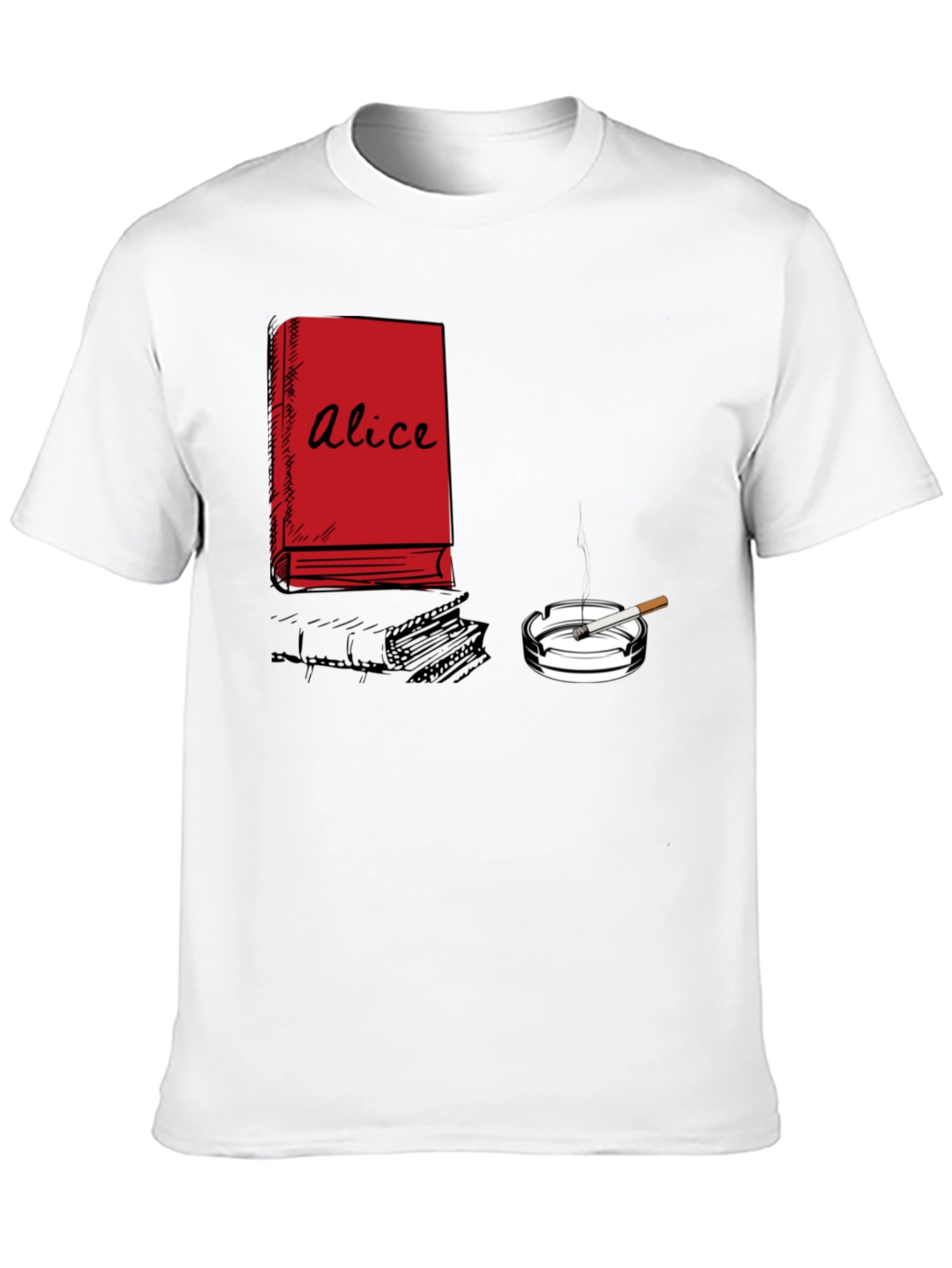 Alice Book & Cigarette Graphic T-Shirt - Black