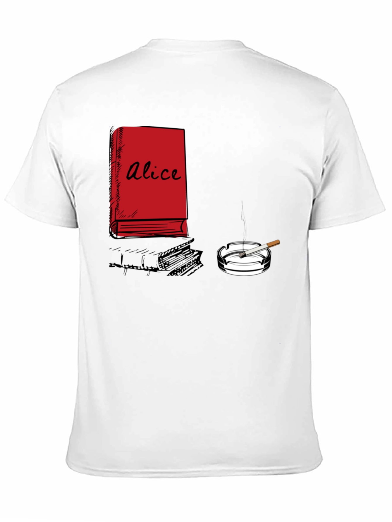 Alice Book & Cigarette Graphic T-Shirt - Black